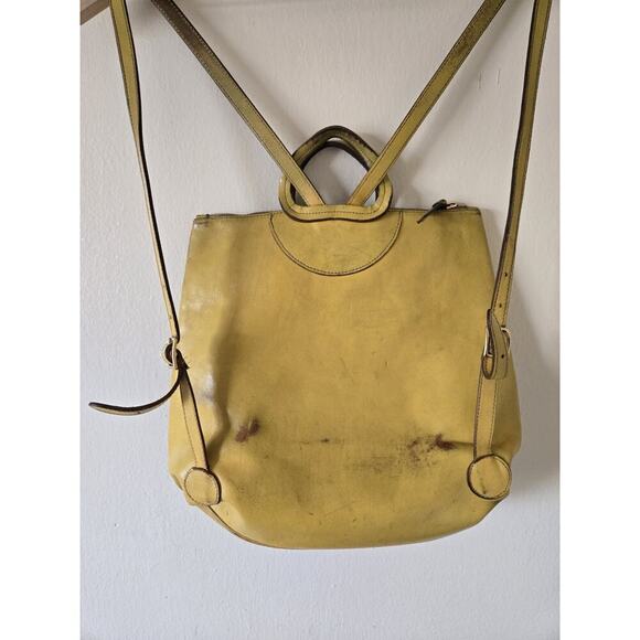 Clare V Womens Leather Marcelle Backpack Yellow Anthropologie Sunshine Rustic - Picture 6 of 12